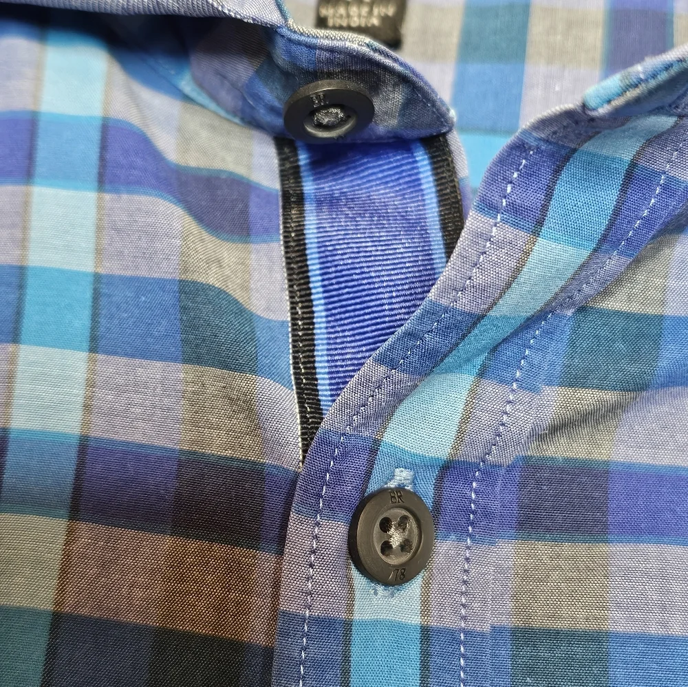 Banana Republic Slim Fit Blue Plaid Button Down Shirt